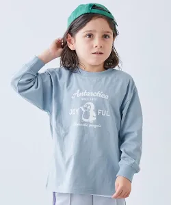 Футболка с длинным рукавом и крупным силуэтом дьявольской лабрадорши, Детская одежда. Размер 26SS Devirock, цвет 002-Penguin-Mist Blue