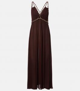 Колетт макси-платье с открытой спиной Poupette St Barth, Choco Plain