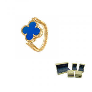 Van Cleef & Arpels Кольцо из 18-каратного золота с синим ониксом, женские, золото/синий