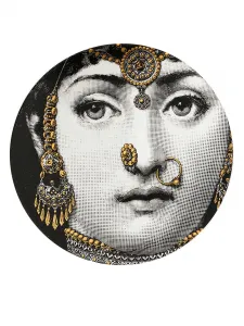 Тарелка с золотистой отделкой, 26 см, Fornasetti, черный
