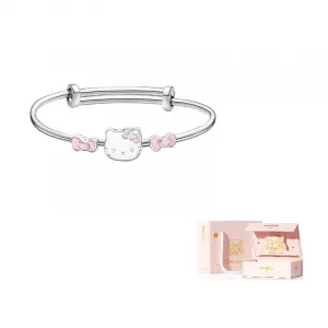 Браслеты из серебра 999 пробы для детей Sanrio, [Children's Version S9996018]-Hello Kitty Bangle