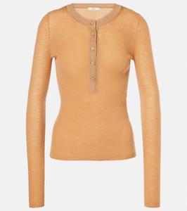 Рубашка хенли из шерсти в рубчик Chloé, Tan Apricot
