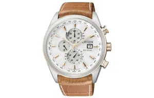 CITIZEN Часы Airborne Eagle Series Solar Quartz Movement Cow Leather Strap Watch 43mm Men's Watch White Dial, White