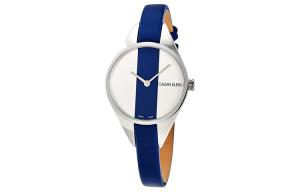 Calvin Klein Часы Rebel Collection Wrist Watch Quartz Movement Leather Watch Bands 29mm Silver Dial Women's Watch K8P231V6, Silver/Blue Dial