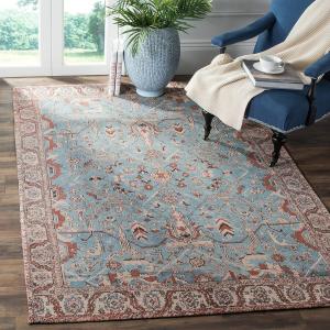 SAFAVIEH Classic Vintage Collection ковер 183 x 275 см - Blue & Red, Oriental Distressed Cotton Design, Easy Care, идеально для помещений с высокой проходимостью в гостиной, спальне (CLV303A)