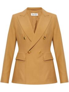 Max Mara двубортный блейзер из натуральной шерсти, коричневый