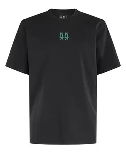 Серая футболка с принтом, круглый вырез, короткие рукава. 44 Label Group, черный