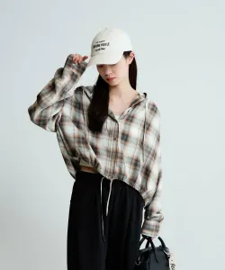 Короткая толстовка с капюшоном на завязках Jeanasis, цвет Check (46)