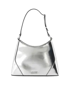Серебряная кожаная сумка через плечо Staud, серый