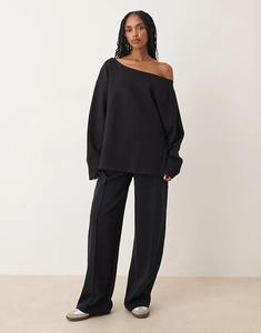 Широкие брюки из джерси ASOS DESIGN черного цвета