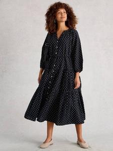 Платье Gina Geometric с ярусами White Stuff, Black/Multi