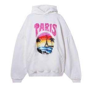 Худи Balenciaga Paris Tropical Round Hoodie 'White/Pink', белый
