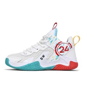 Детские баскетбольные кроссовки с противоскользящей подошвой, амортизирующей, износостойкой, дышащей подошвой и средним верхом D&W, белый