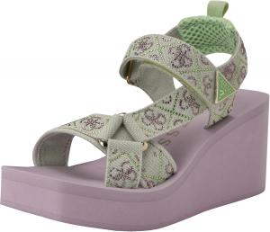 GUESS Женские сандалии DAWSIN, Light Green/Purple Rhinestone Logo 330