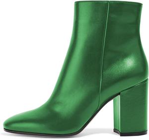 Женские ботильоны FSJ с округлым носком, массивным каблуком, ручной работы, элегантные повседневные сапожки для женщин, повседневная носка, размер 4-15 US, Green