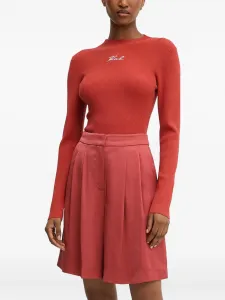 Ребристый свитер с вышитым логотипом KARL LAGERFELD, оранжевый