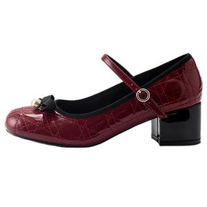 Туфли Мэри Джейн на толстом каблуке 5,5 см женские Wonderful couple, Spring Festival Red