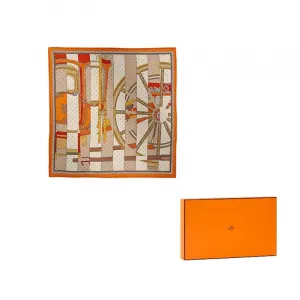 HERMES Женский шарф из кашемира и тутового шелка вязаный оранжевый, Orange