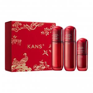 KANS Набор для ухода за кожей Qixi Festival Limited Red Waist Water Lotion Essence, подтягивающий и увлажняющий, 100мл+100мл+30мл