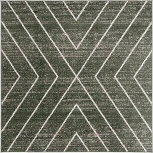 Ковер SAFAVIEH, 183 x 183 см, Adirondack Collection — Dark Green & Ivory, геометрический рисунок, без линьки и простой в уходе, идеален для помещений с высокой проходимостью: гостиная, спальня, столовая (ADR251X-6SQ)