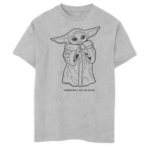 Футболка с рисунком «Куда бы я ни пошел» для мальчиков 8–20 лет «Звездные войны: Мандалорец» Ребенок, он же Малыш Йода Star Wars