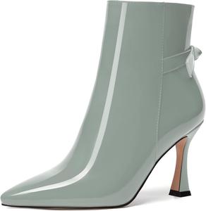 Женские ботильоны SKYSTERRY на молнии с острым носком, высокими каблуками и наружной отделкой, 3,3 дюйма, Grey