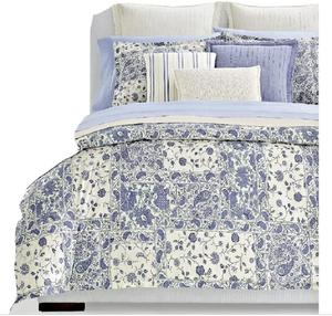 Ralph Lauren Комплект постельного белья King (3 предмета), синий узор пейсли на кремовом фоне