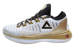 Баскетбольные кроссовки мужские среднего размера белые/черные/золотые Peak