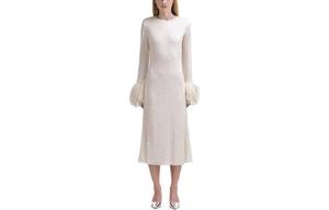 Женское платье с длинными рукавами цвета слоновой кости Self-portrait