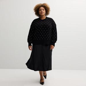 Свитер большого размера с круглым вырезом и отделкой стразами Nine West, черный