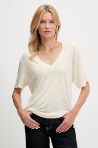 Льняная футболка Boss Orange, бежевый