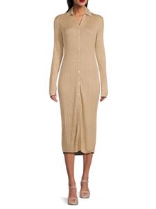 Платье-рубашка миди из текстурированной шелковой смеси Theory, цвет Oat Melange