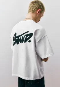 Базовая футболка с квадратным логотипом Pull&Bear, White