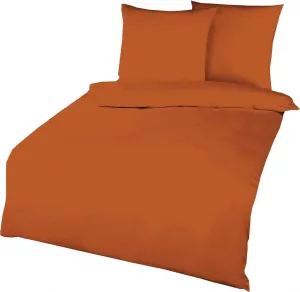 Комплект постельного белья из фланели, однотонный: желтый, песочный, лаймовый, светло-голубой, терра, белый, красный, антрацитовый, лен, серебристый, однотонный, цвет: терра, размер: 155x220 см Kaeppel