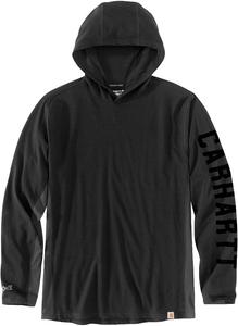 Carhartt мужская футболка с капюшоном Force Relaxed Fit Midweight с длинным рукавом и логотипом, Black