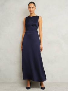Маленькое атласное платье макси в стиле ампир от jemma Hobbs, цвет Midnight Navy