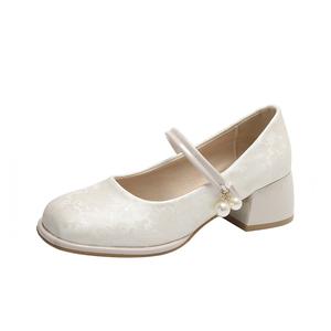 Туфли Мэри Джейн на массивном каблуке 5 см, женские CHERRY&KALIKA, Beige