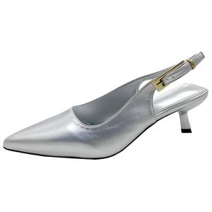 WUJI Серебряные женские туфли на тонком каблуке 5 см, цвет Silver