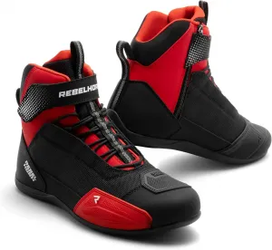 Мотоциклетные ботинки REBELHORN Swift для мужчин и женщин, искусственная кожа, длинная молния, защита лодыжек, усиленные носки, сетчатые вентиляционные панели, размеры до 48, Black Red