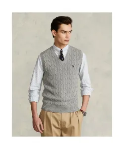 Хлопковый жилет с косами Polo Ralph Lauren, цвет 020 Gray