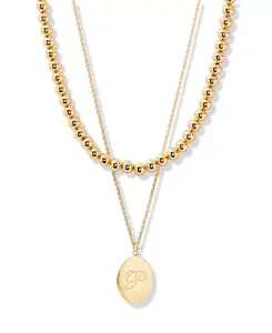 Позолоченный комплект из ожерелий с инициалами в форме овала Brook & York, gold-p