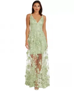 Женское платье Sydney Lace с цветочными аппликациями Dress the Population, зеленый