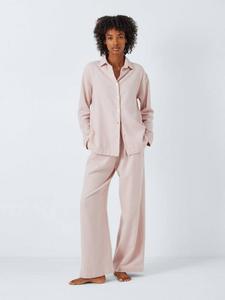 Хлопковый пижамный комплект в рубчик John Lewis, Silver Pink
