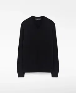 Мужской свитер стандартного кроя с V-образным вырезом Adolfo Dominguez, черный