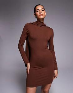 Шарф ASOS DESIGN с облегающим мини-элементом коричневого цвета