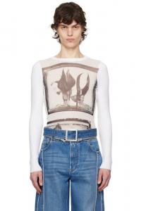 Футболка с изображением белых цветов Jean Paul Gaultier