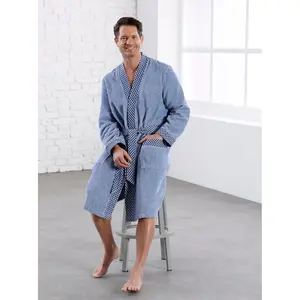 Уютный халат Feel Good, Jeansblau-ecru-meliert