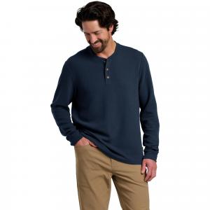 Мужская рубашка-поло с длинными рукавами и вафельной текстурой Free Fly, Deep Navy