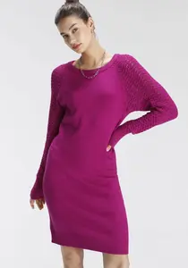 Трикотажное платье Tamaris с деталями ажурной вязки, цвет Beere Melange