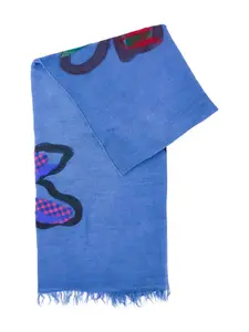 Шарф с цветочной аппликацией Exquisite J, синий